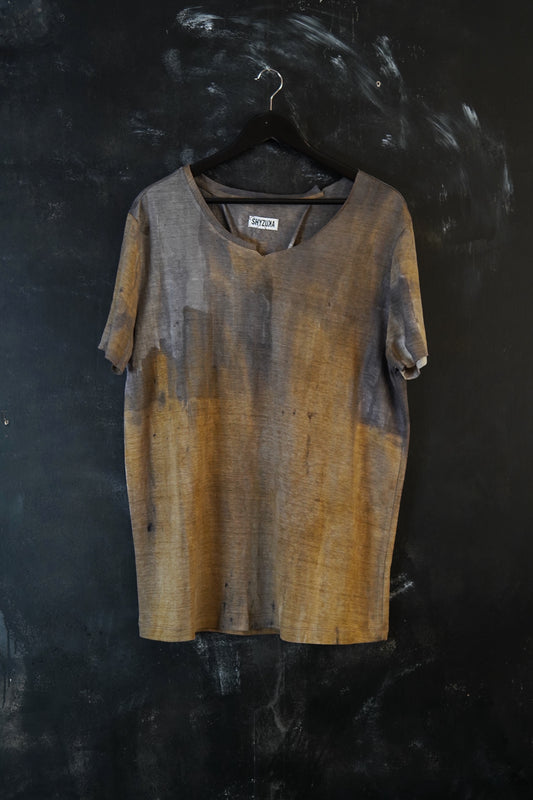 Naturally Dyed Linen T-shirt L #332