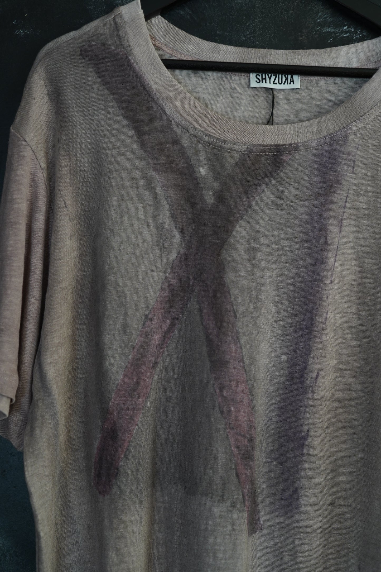 Naturally Dyed Linen T-shirt L #342