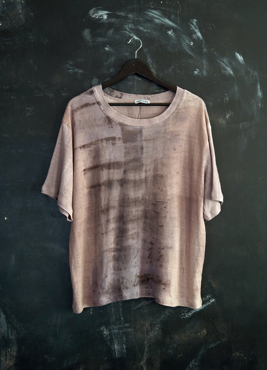 Naturally Dyed Linen T-shirt L #358