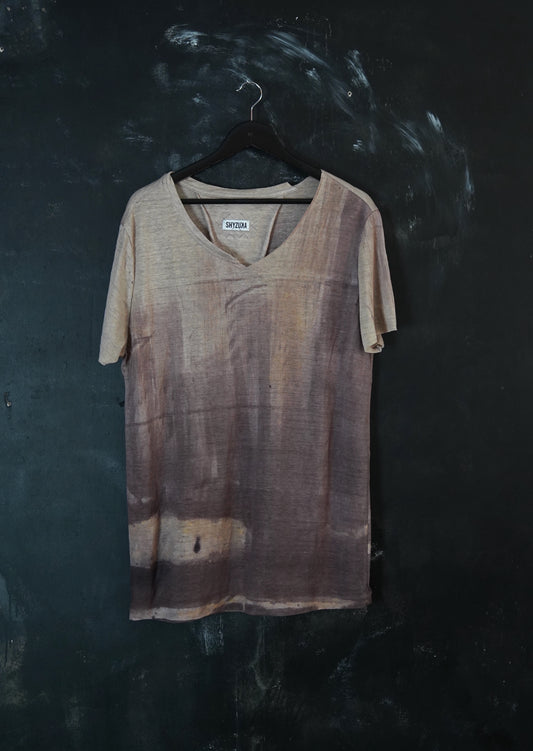 Naturally Dyed Linen T-shirt L #386