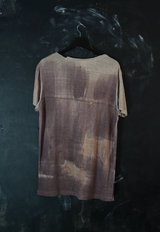 Naturally Dyed Linen T-shirt L #386