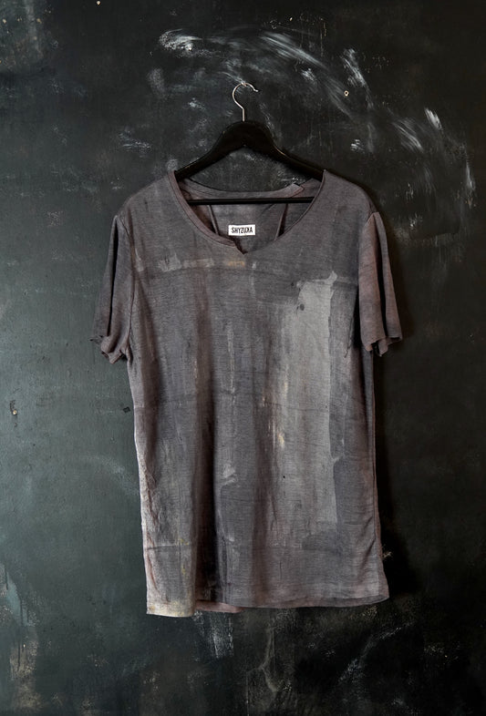 Naturally Dyed Linen T-shirt L #393