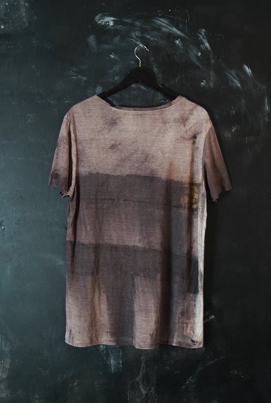 Naturally Dyed Linen T-shirt L #395