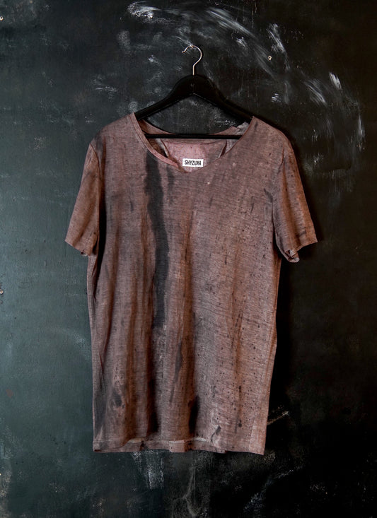 Naturally Dyed Linen T-shirt L #401