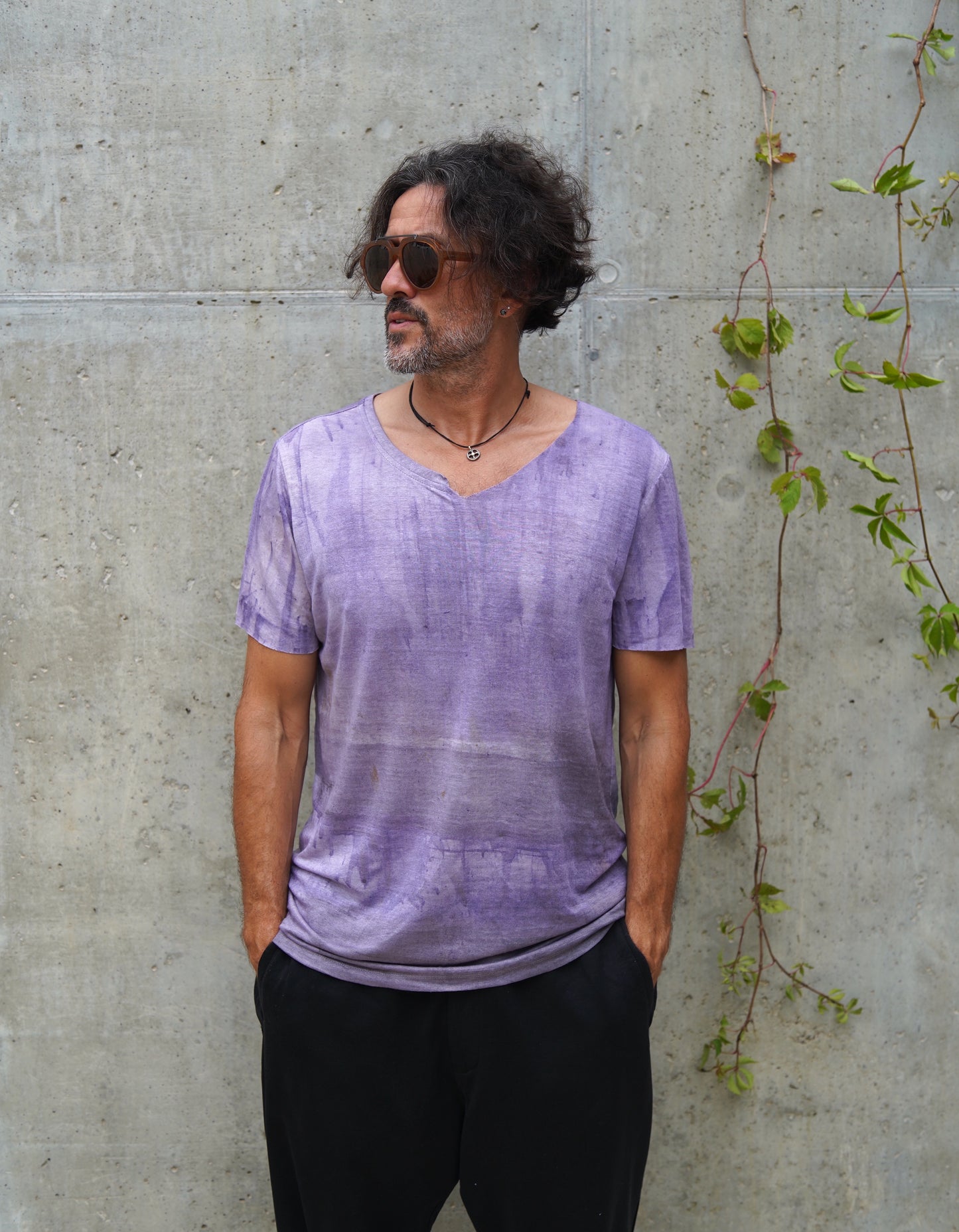 Naturally Dyed Linen T-shirt L #389