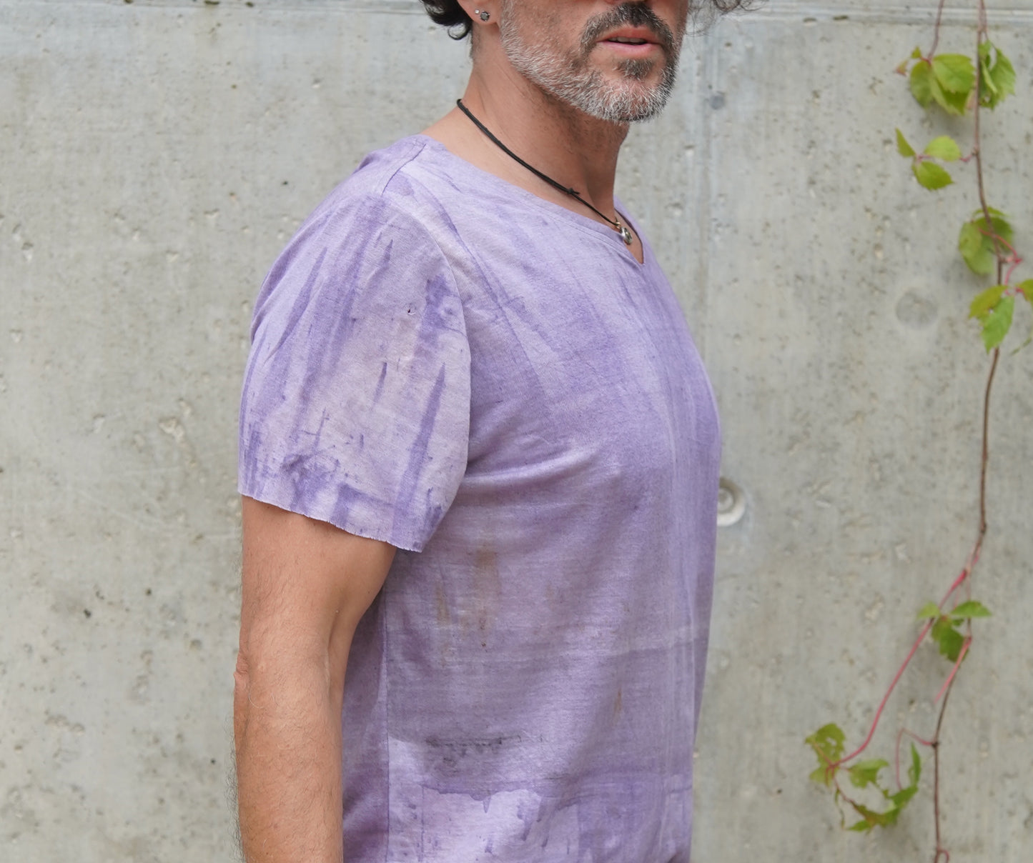 Naturally Dyed Linen T-shirt L #389