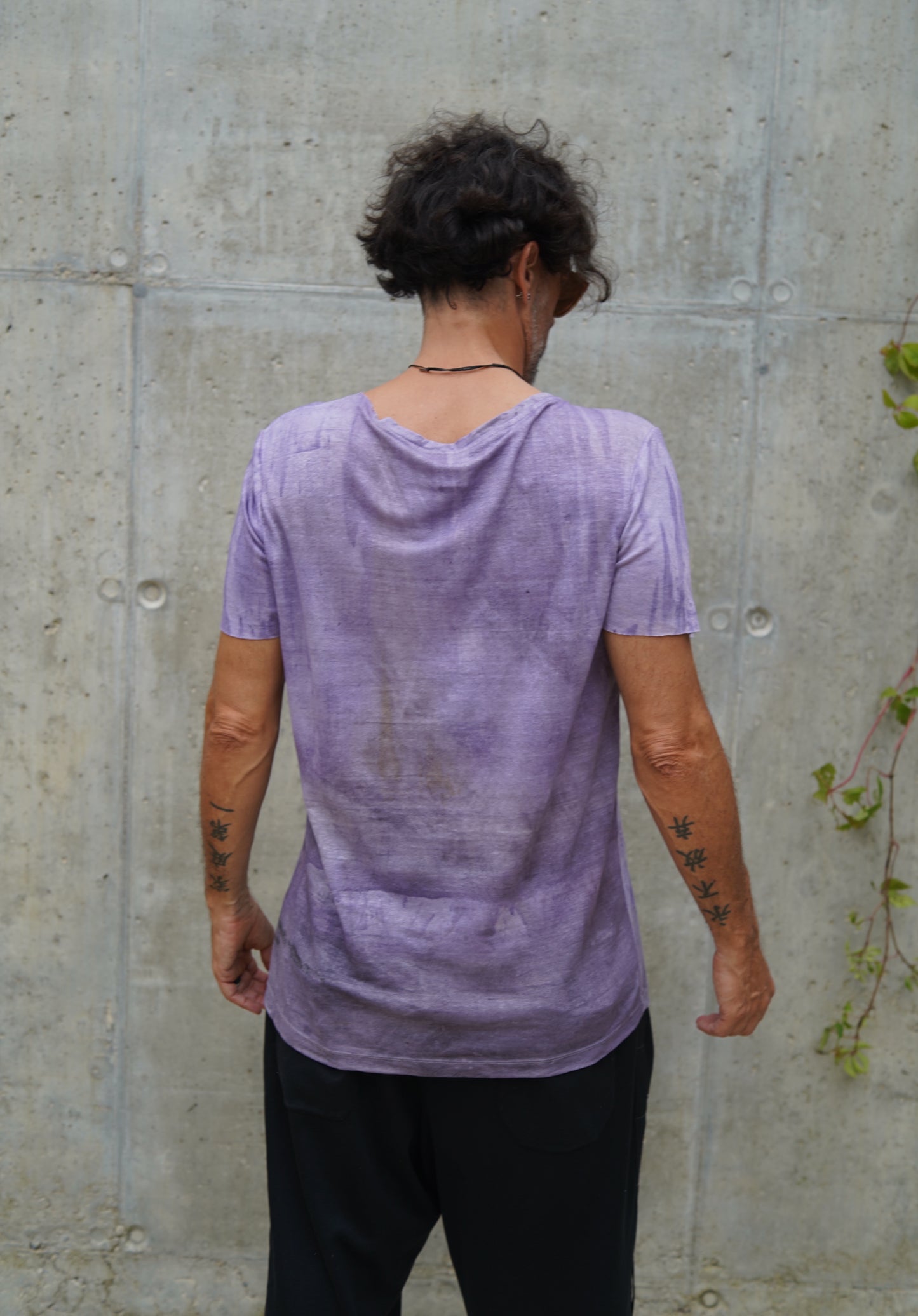 Naturally Dyed Linen T-shirt L #389